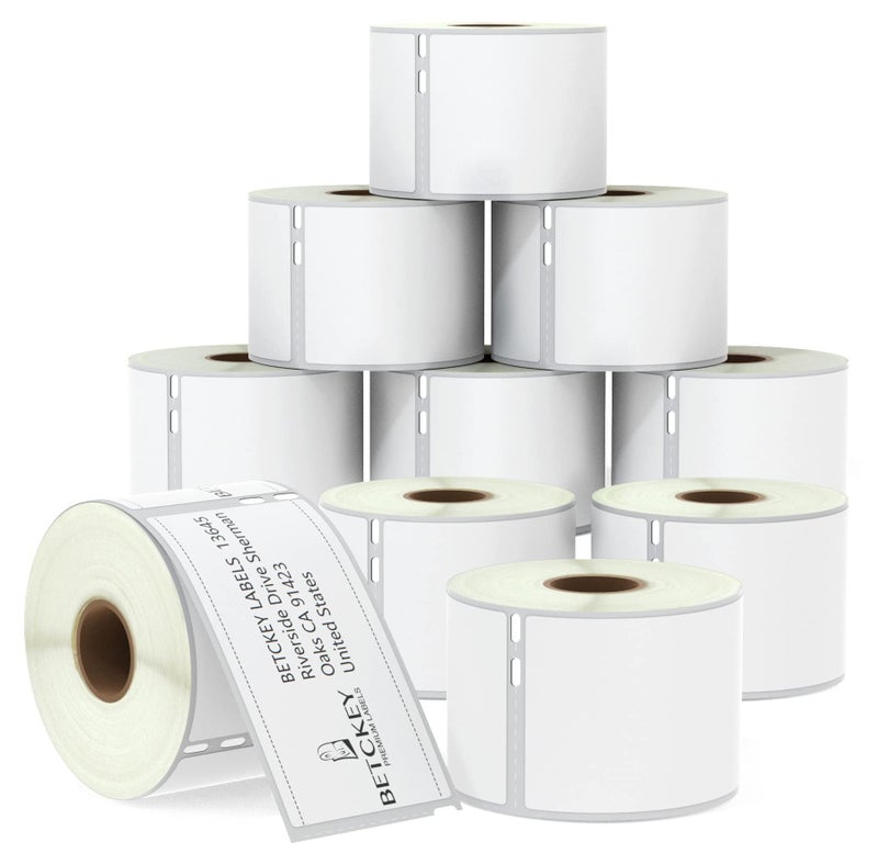 BETCKEY - Compatible DYMO 30323 (2-1/8"" x 4"") Shipping/Name Badge Labels  Strong Adhesive & Perforated  Compatible with DYMO Labelwriter 450  4XL  Rollo & Zebra Desktop Printers [10 Rolls/2400 Labels] - Image 1